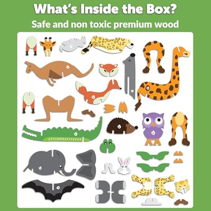 3D WOODEN ANIMAL PUZZLES FOR KIDS FOR AGE 2-4 GIRL & BOY | BIRTHDAY GIFT FOR KID AGES 2,3,4 YEARS | EDUCATIONAL TOYS FOR KIDS 2,3,4 YEARS | DIY CRAFT KIT - Image 3